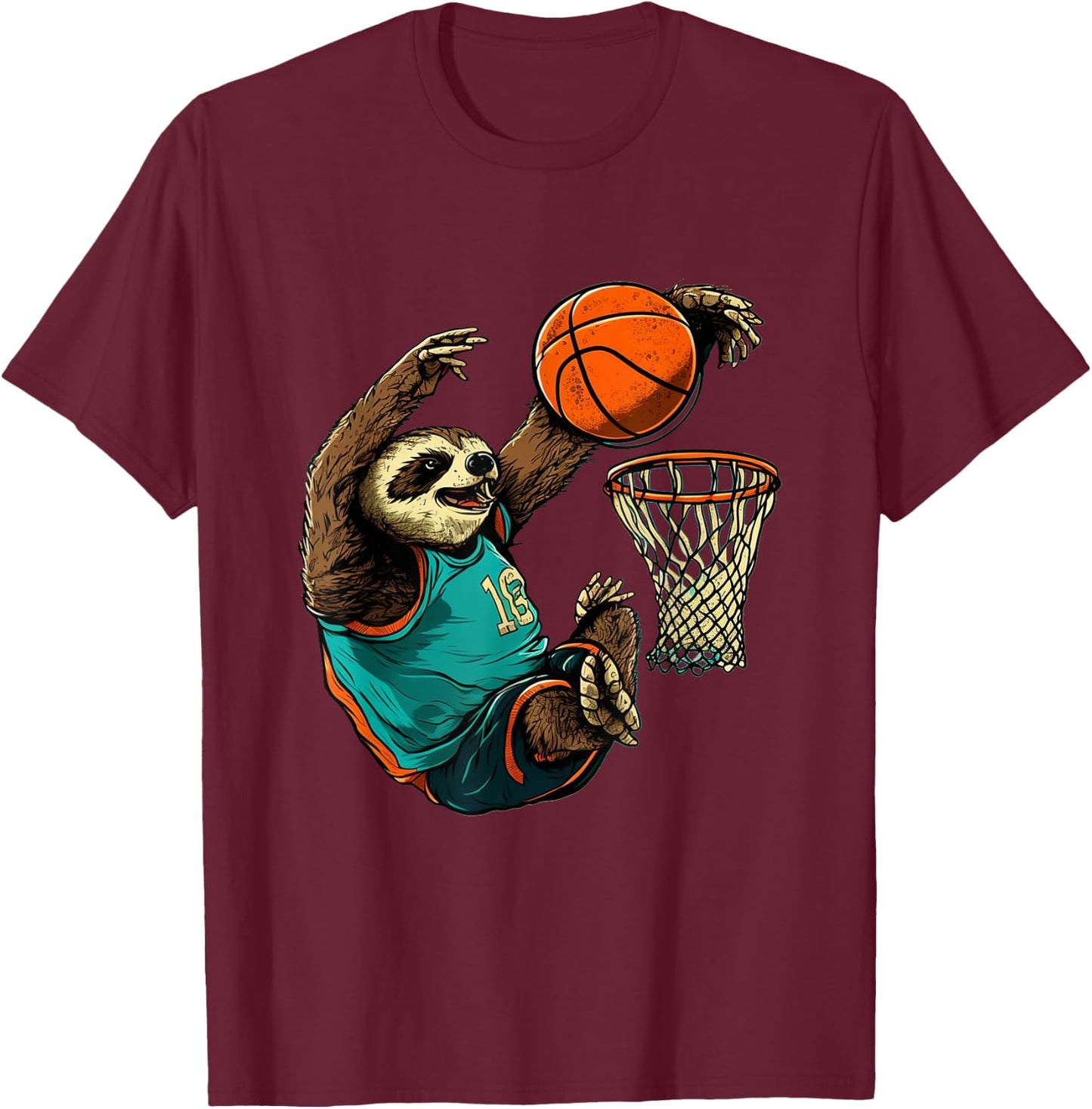 Basketball Sloth Bball Team Sport Funny Basketball Player T-Shirt - T-Shirt | Maroon