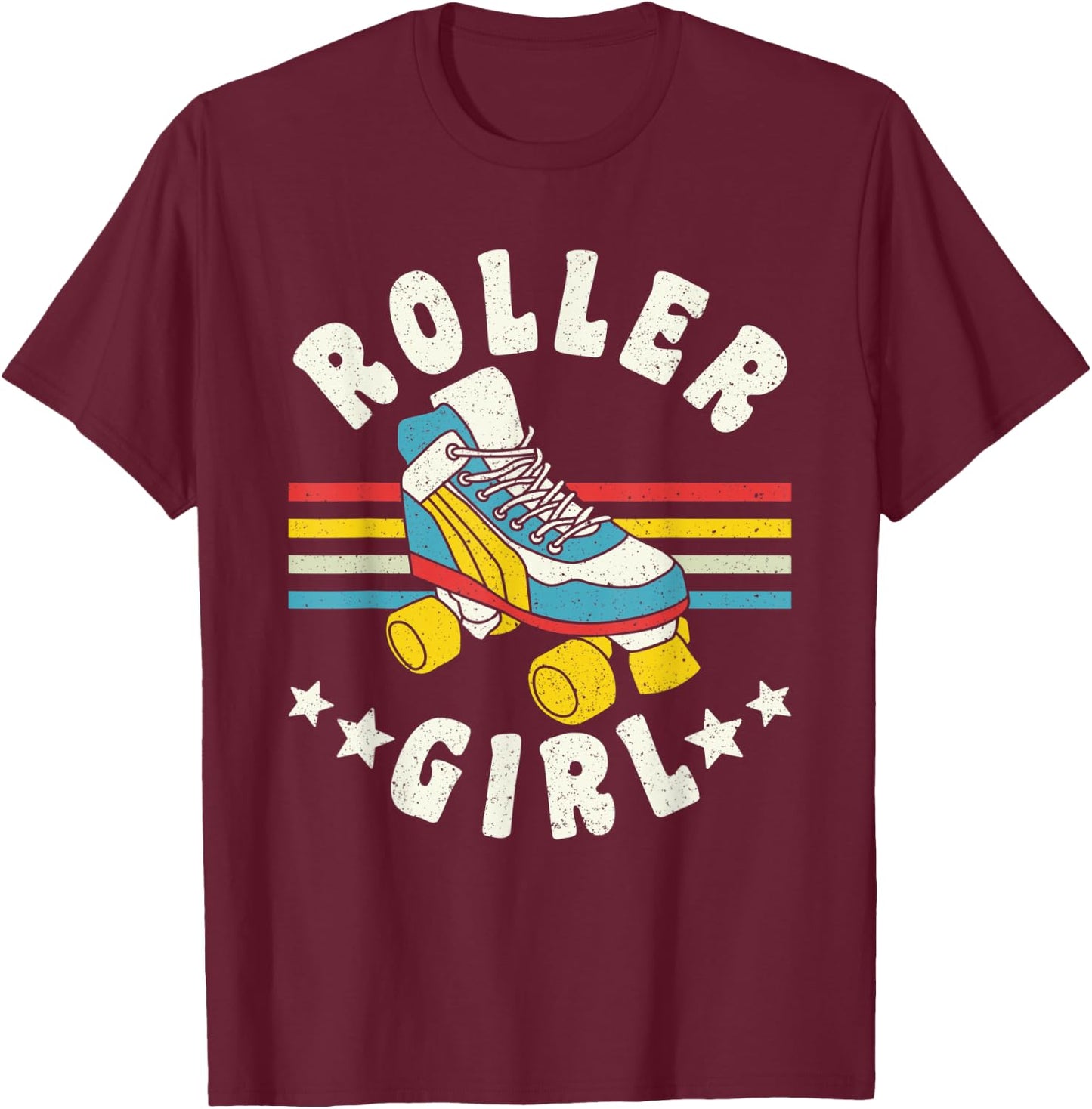 Roller Girl Vintage Retro Roller Derby T-Shirt - T-Shirt | Maroon