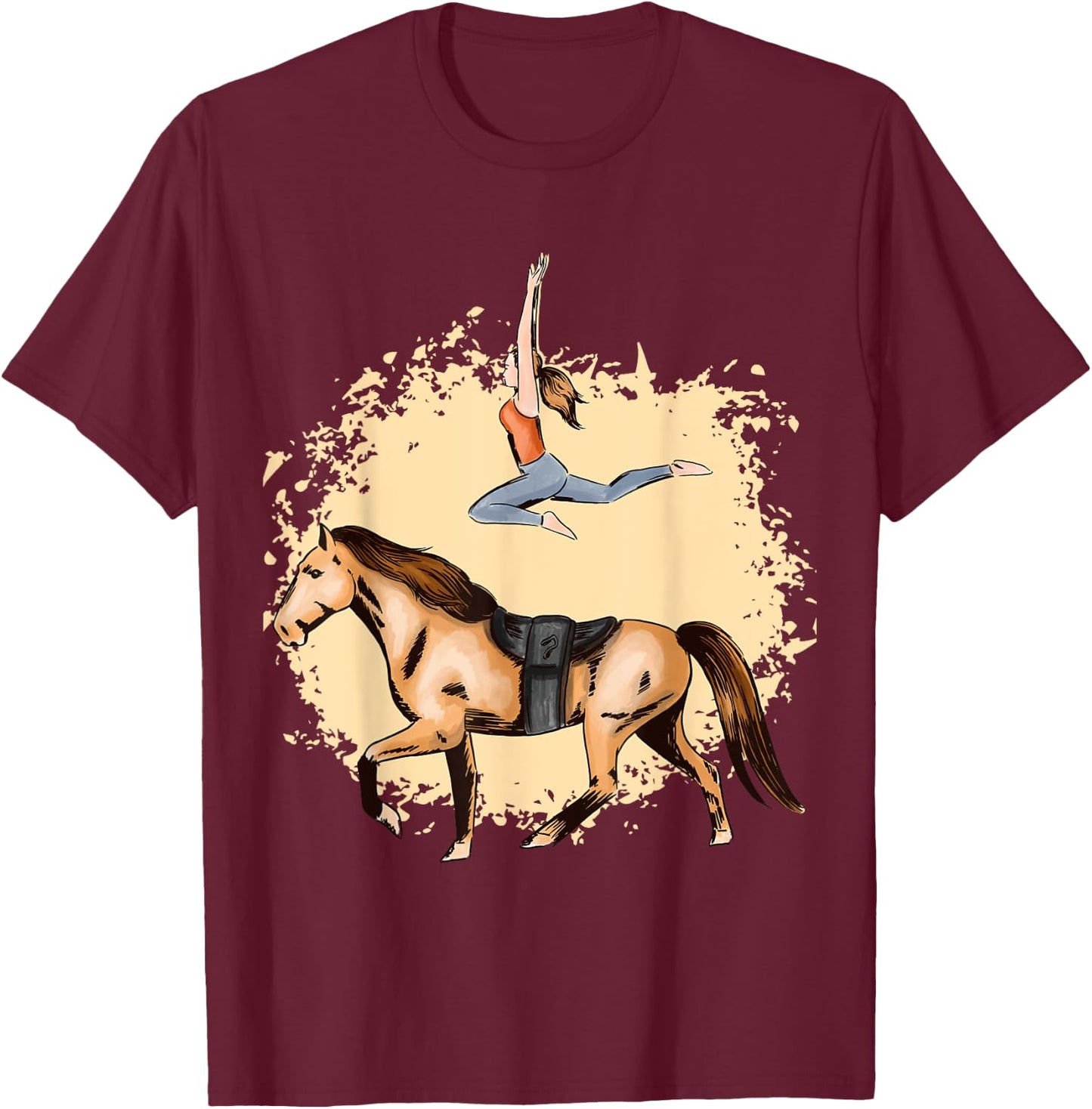 Horse Lovers Horseback Riding Trick Equestrian Saddle T-Shirt - T-Shirt | Maroon