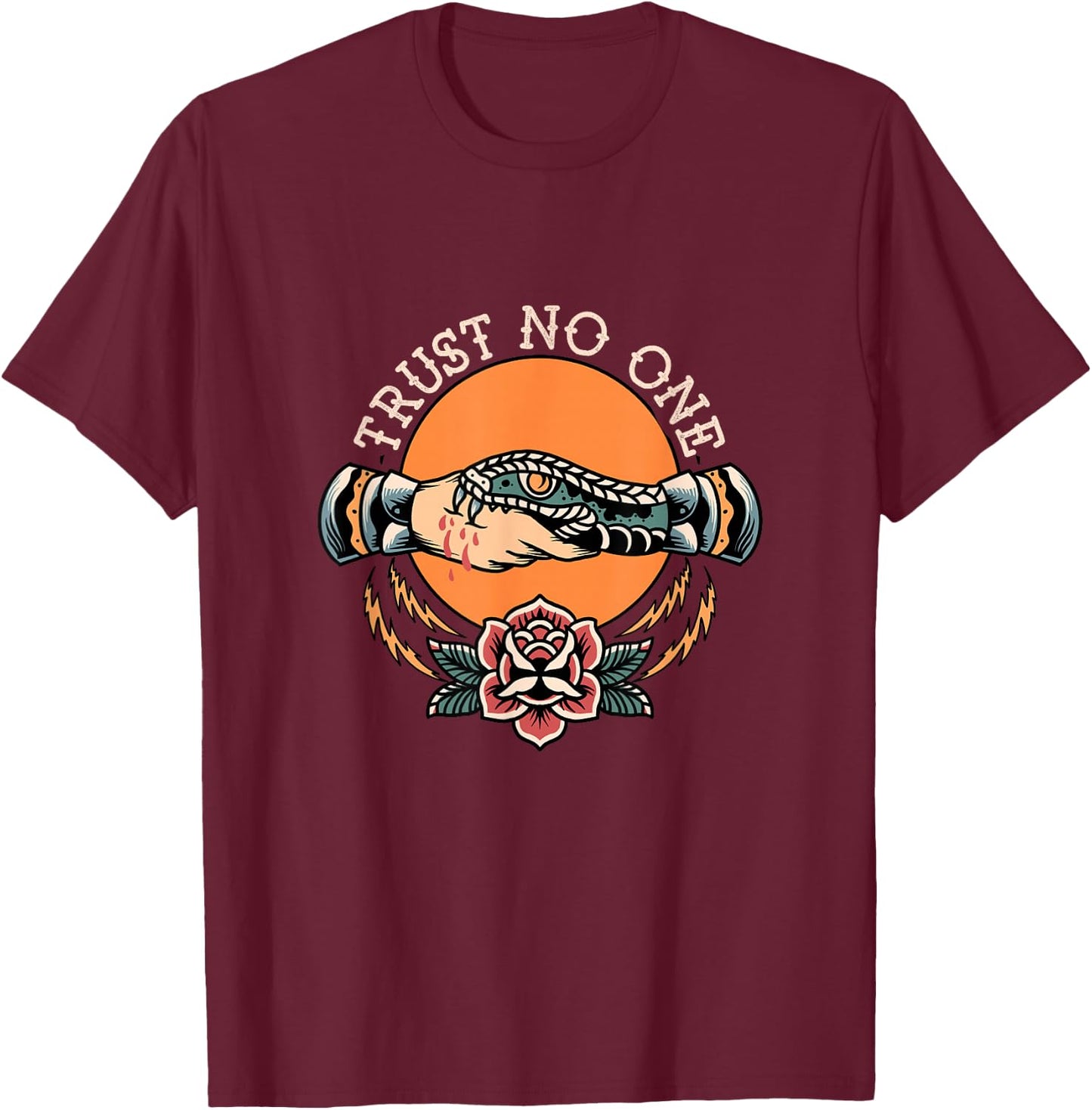 Do not trust anyone handshake snake traditional T-Shirt - T-Shirt | Maroon