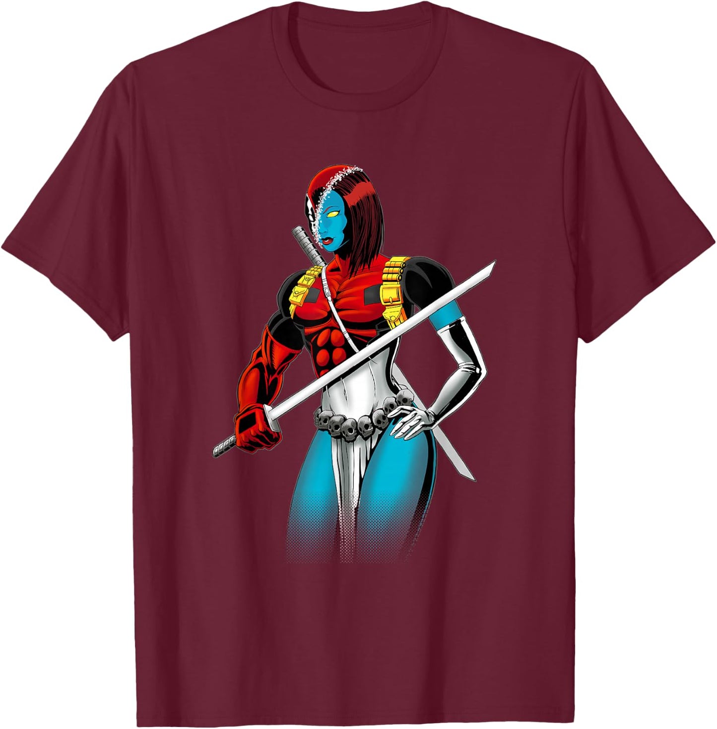 Marvel X-Men Deadpool Mystique Amalgam Portrait T-Shirt - T-Shirt | Maroon