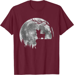 Yorkie Dog Moon Silhouette Funny Lazy Halloween Costume Men Women Kids T-Shirt - T-Shirt | Maroon