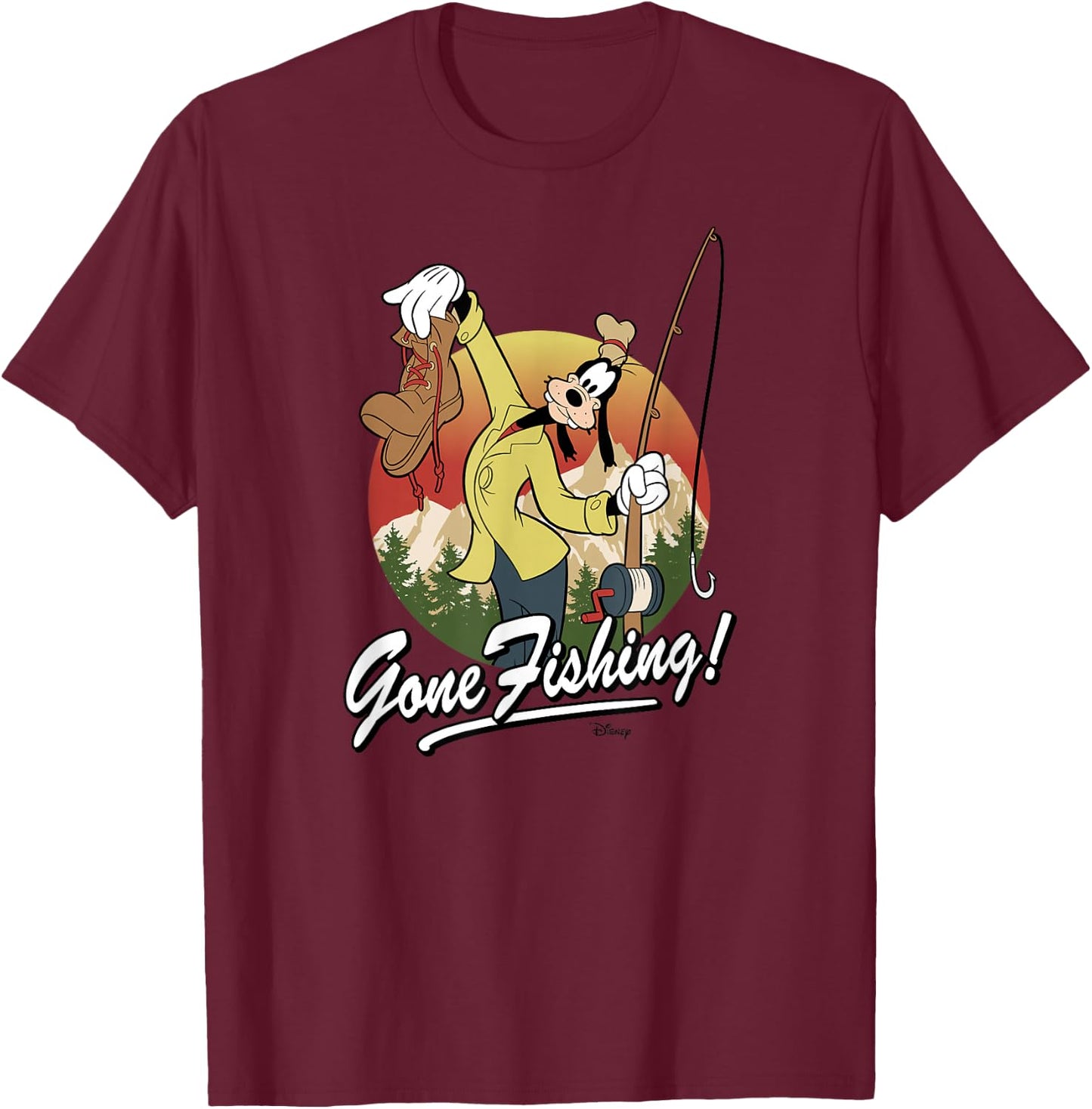 Disney - Goofy Gone Fishing! T-Shirt - T-Shirt | Maroon