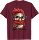 Cute Chicken With Bandana Headband and Glasses Women Girl T-Shirt - T-Shirt | Maroon
