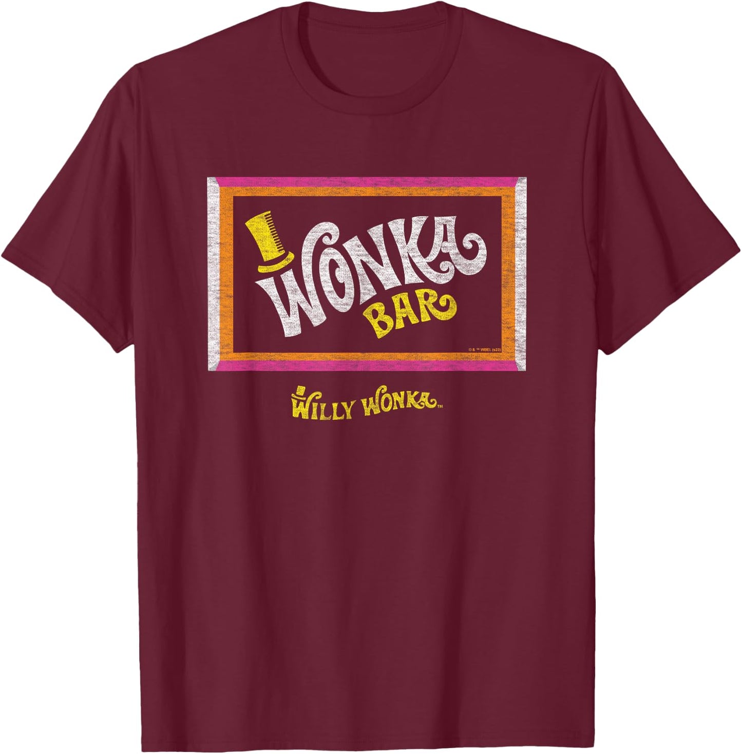 Willy Wonka & The Chocolate Factory - Wonka Chocolate Bar T-Shirt - T-Shirt | Maroon