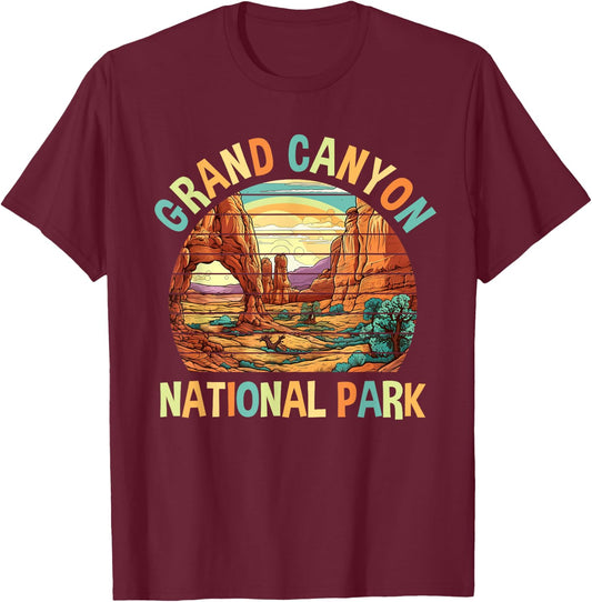 Retro Grand Canyon National Park Shirt Arizona US Hiking T-Shirt - T-Shirt | Maroon