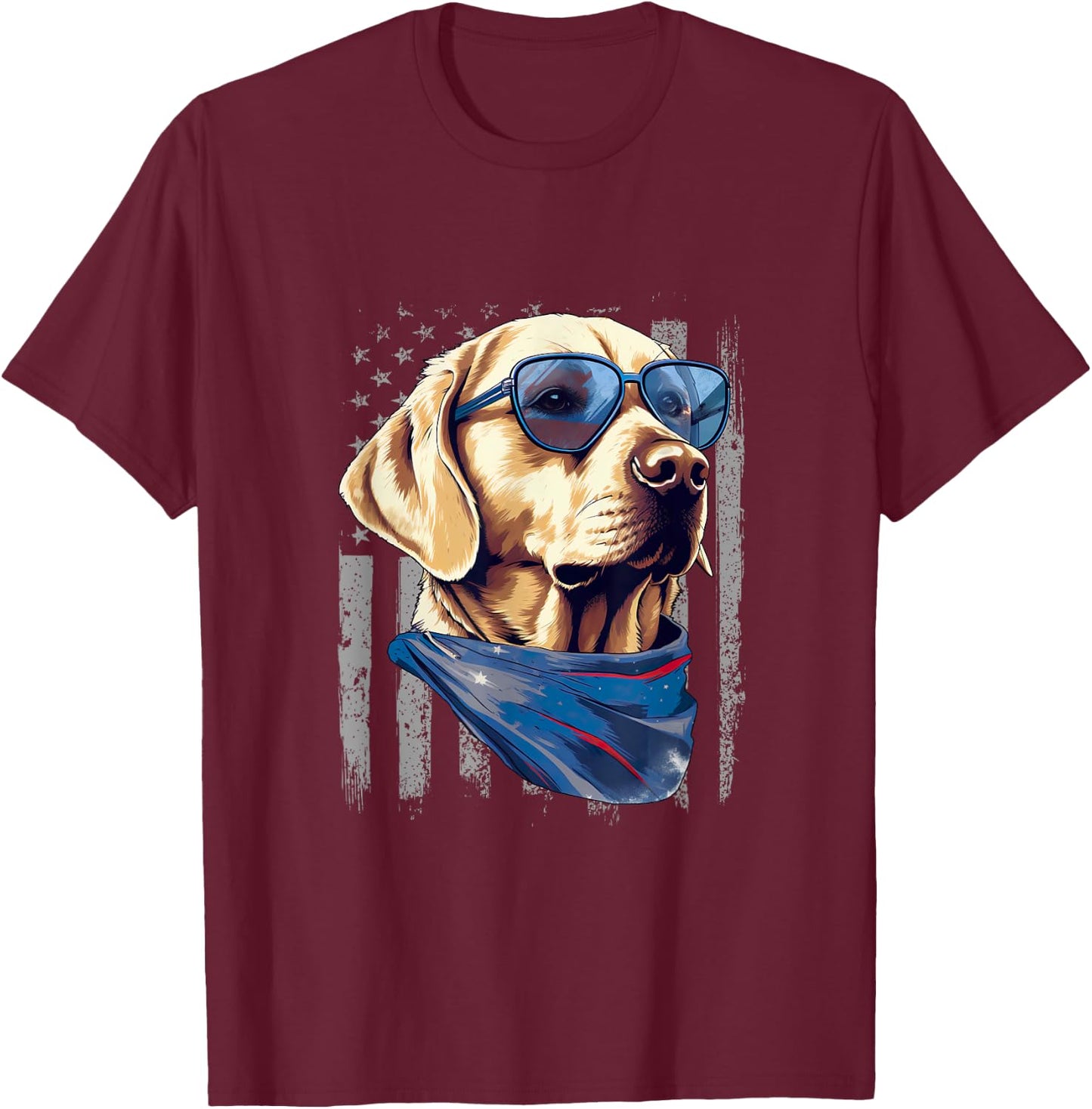 American Flag Yellow Labrador 4th Of July USA Yellow Lab T-Shirt - T-Shirt | Maroon
