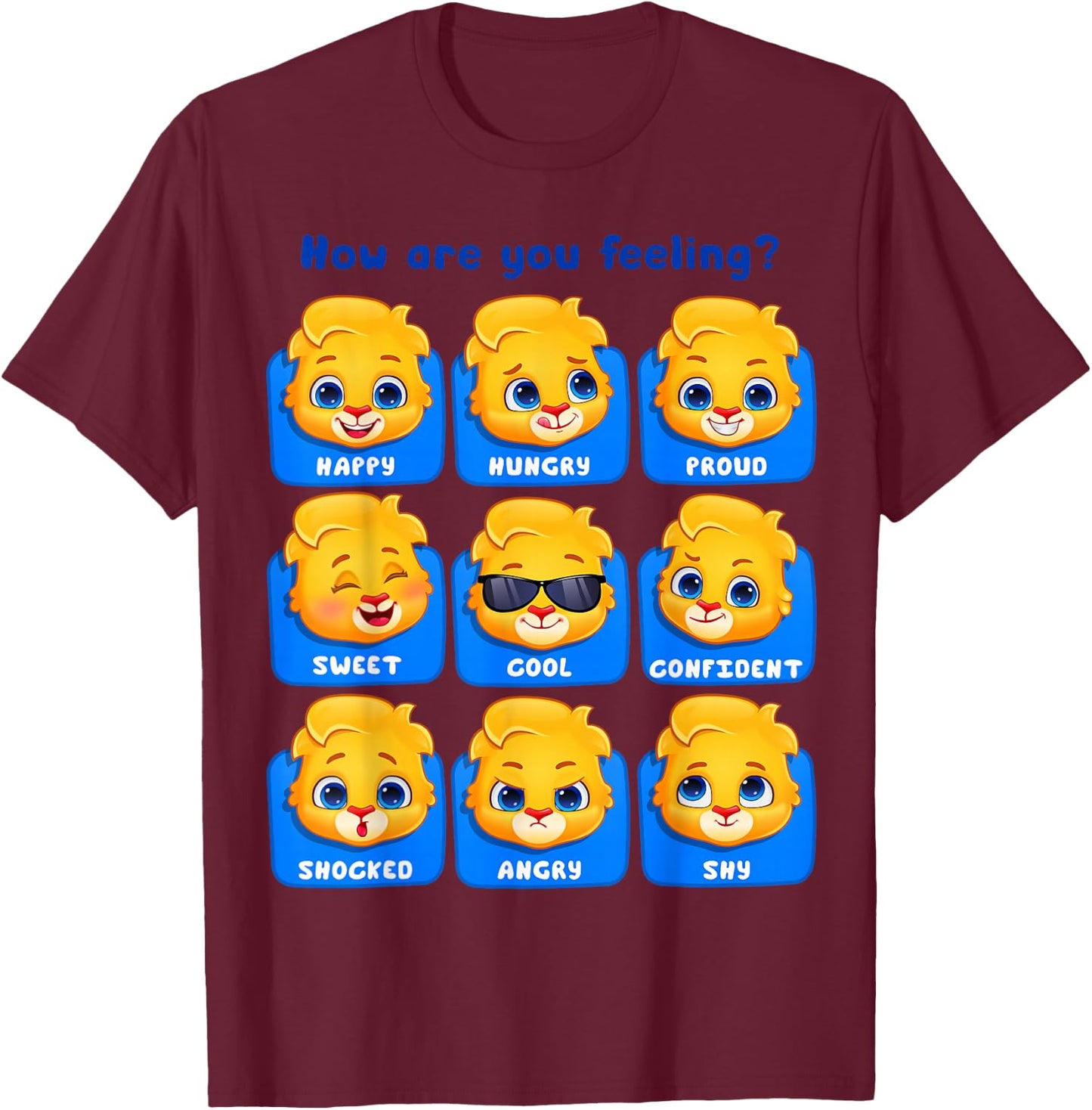 How are You Feeling | Lucas The Lion Official T-Shirt - T-Shirt | Maroon