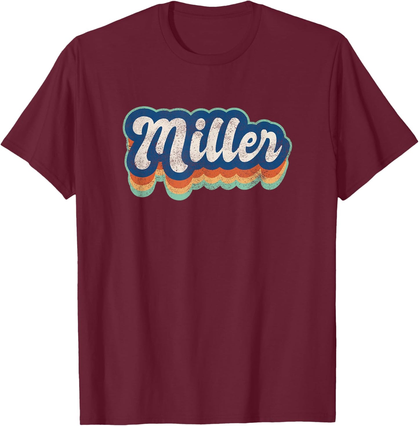 Miller First Name Boy Vintage Style 70s 80s Personalized T-Shirt - T-Shirt | Maroon