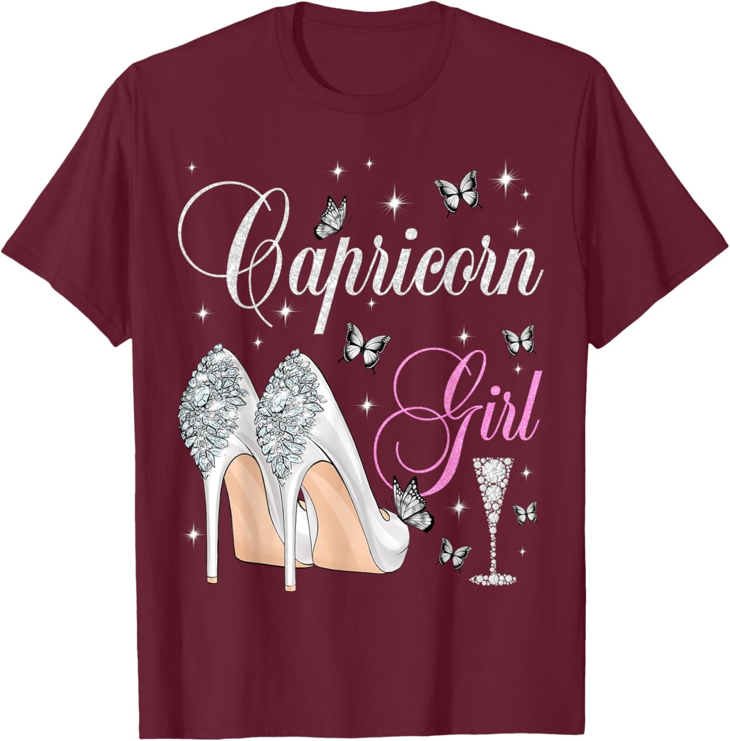 Capricorn Girl December January Birthday Party Zodiac T-Shirt - T-Shirt | Maroon