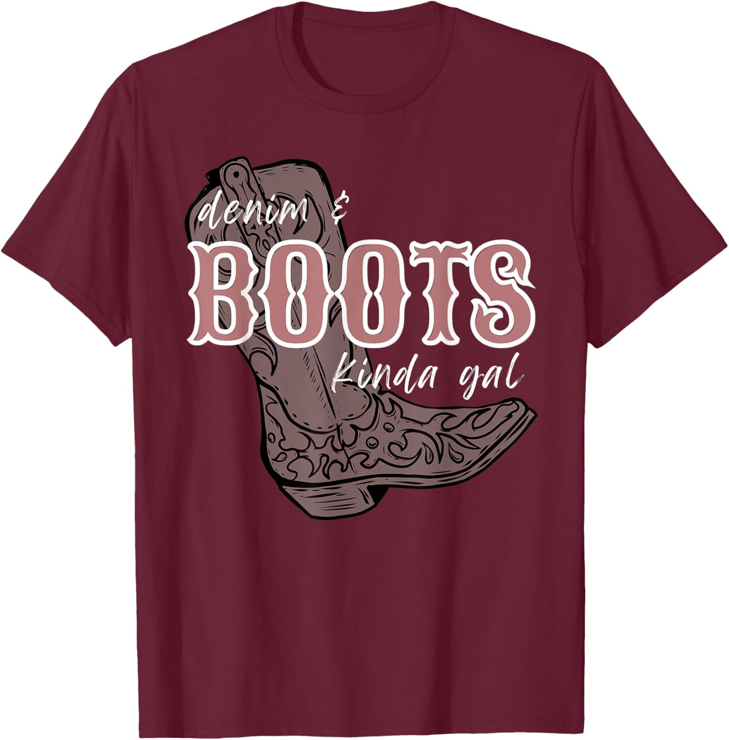Denims and Boots kinda gals, country western farm boho Teen T-Shirt - T-Shirt | Maroon