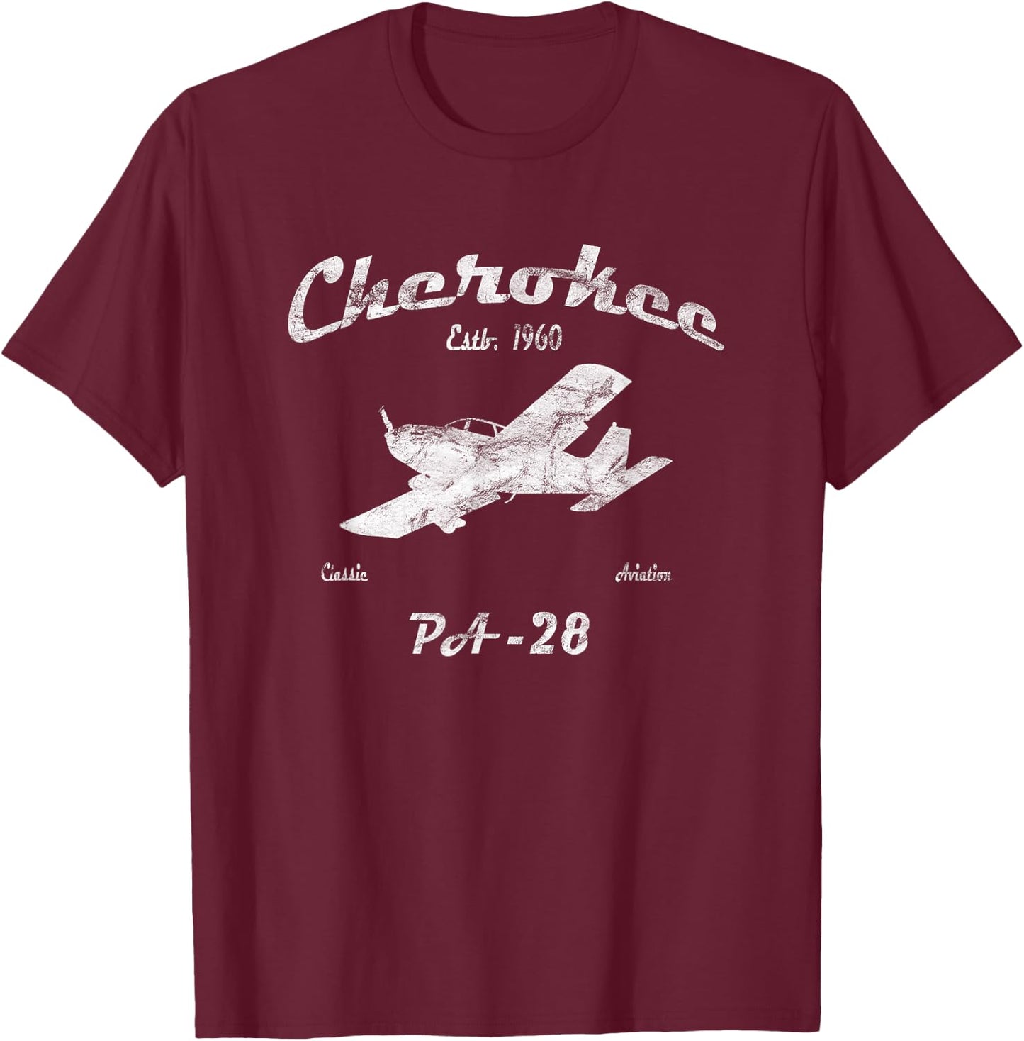 PA28 Cherokee Airplane "Since 1960" Classic Aviation Pilot T-Shirt - T-Shirt | Maroon