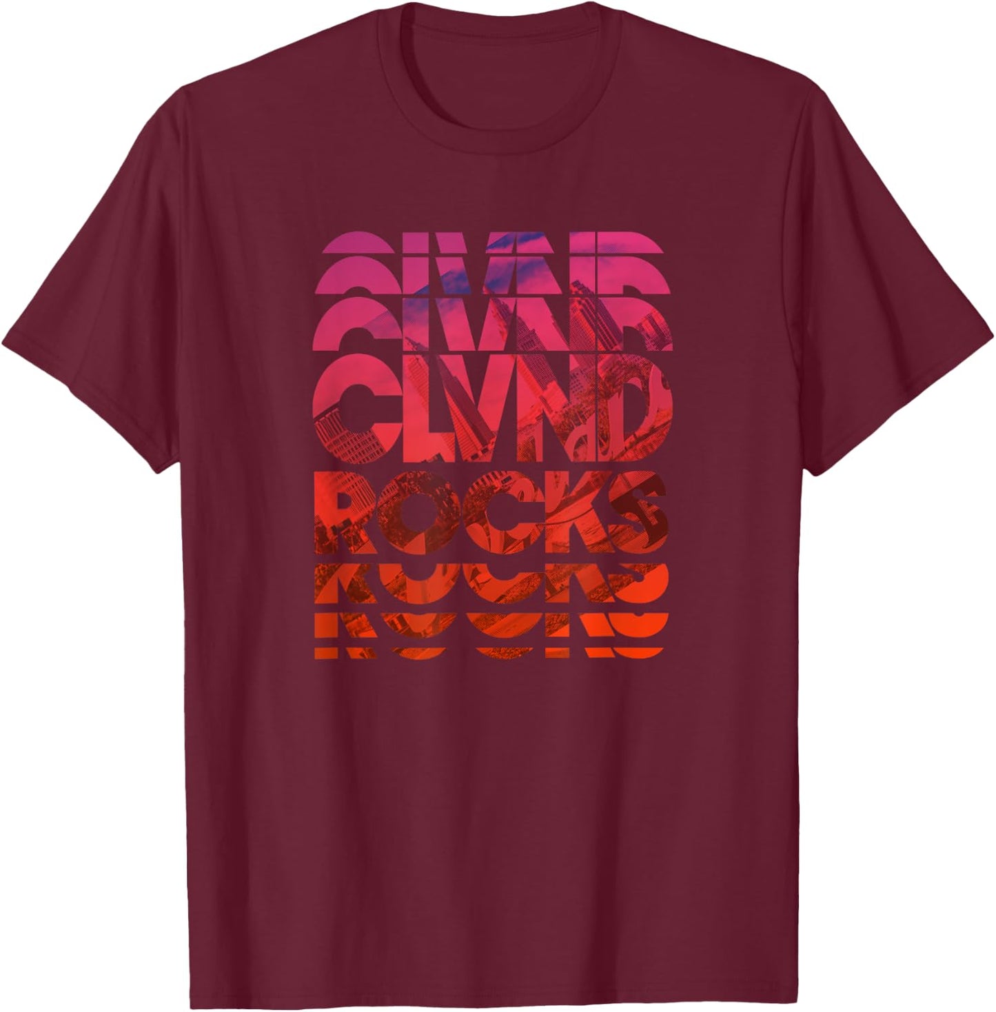 Cleveland Ohio CLVND ROCKS design T-Shirt - T-Shirt | Maroon