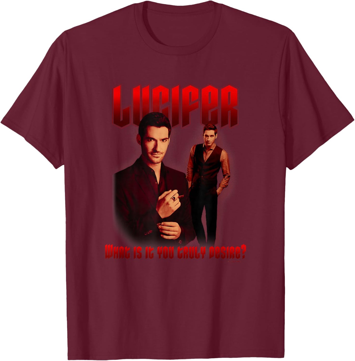 Lucifer What Is It That You Truly Desire Devilish Poster T-Shirt - T-Shirt | Maroon