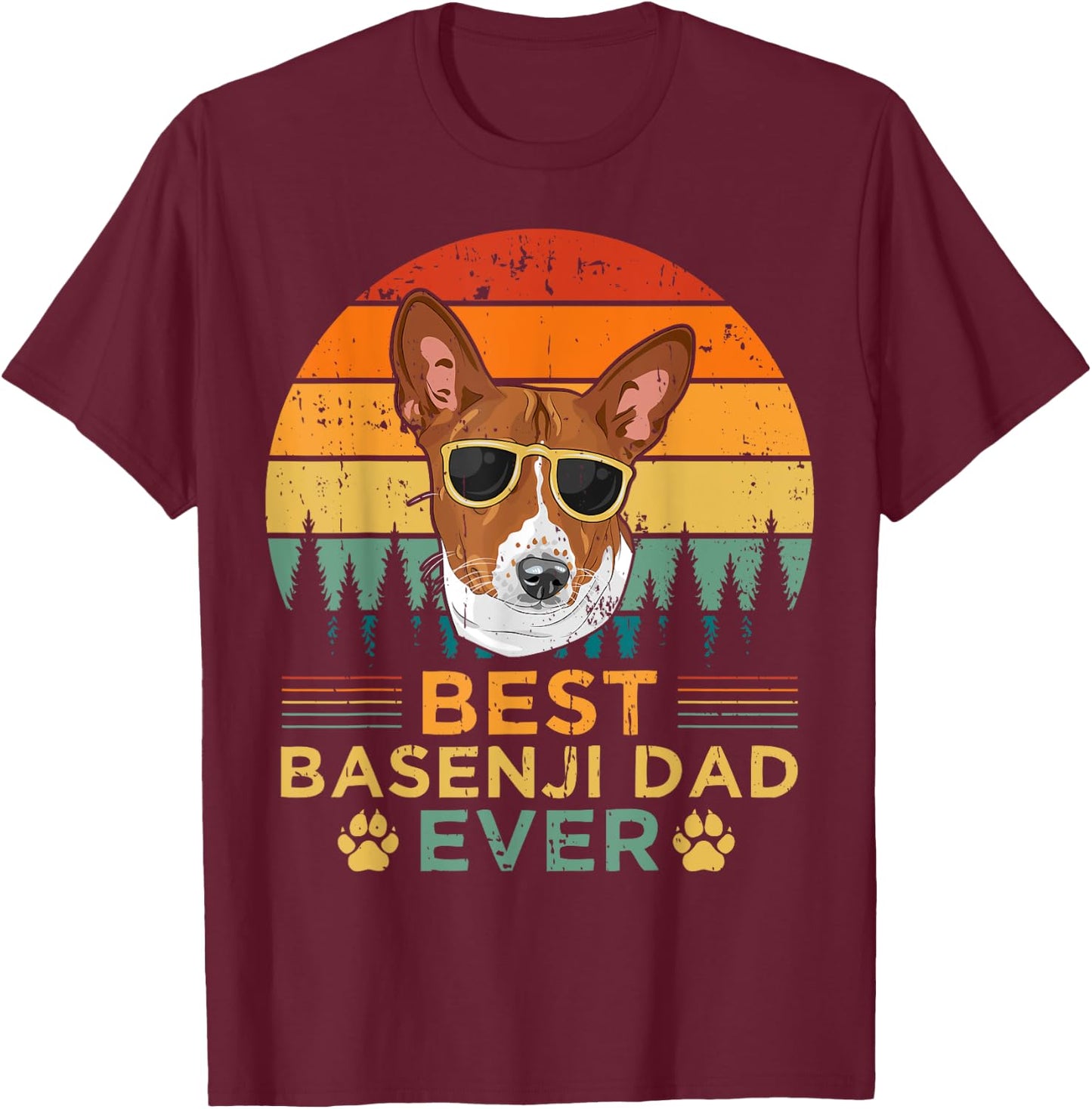 Retro Style Best Basenji Dad Ever Father's Day T-Shirt - T-Shirt | Maroon
