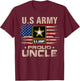 Vintage U.S Army Proud Uncle With American Flag T-Shirt - T-Shirt | Maroon