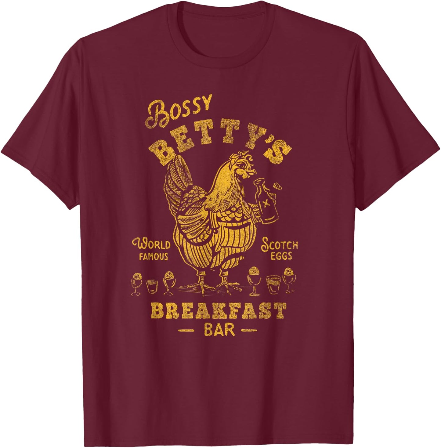 Bossy Bettys Mother Hen Funny Breakfast Brunch Travel Diner T-Shirt - T-Shirt | Maroon