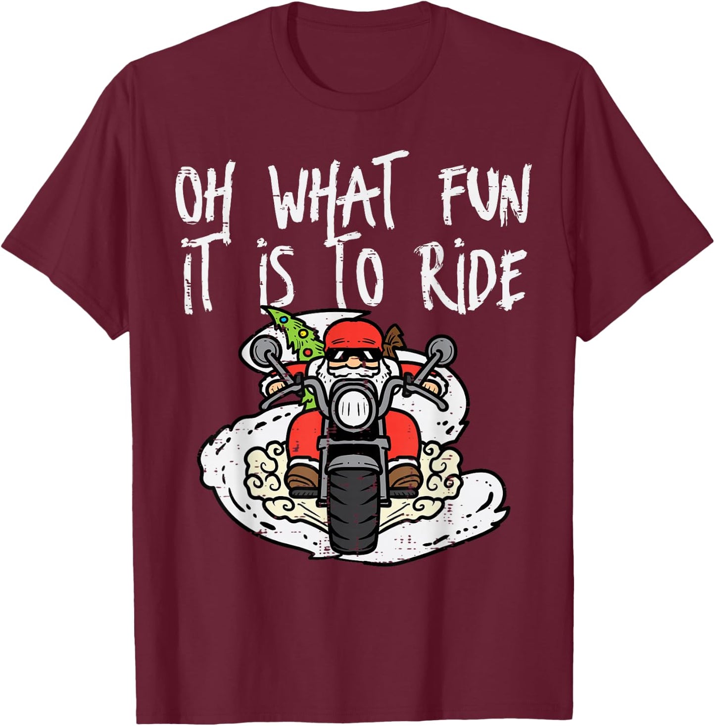 Christmas What Fun Is To Ride Biker Santa Xmas Men Boys Kids T-Shirt - T-Shirt | Maroon