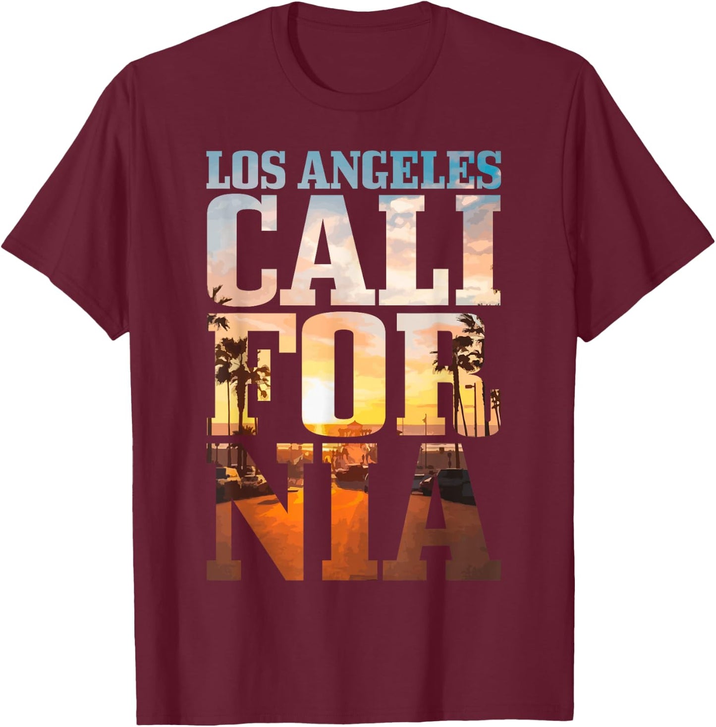 Los Angeles California Retro LA Vintage Small T-Shirt - T-Shirt | Maroon