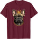 Funny French Bulldog Frenchie with a Golden Crown T-Shirt - T-Shirt | Maroon