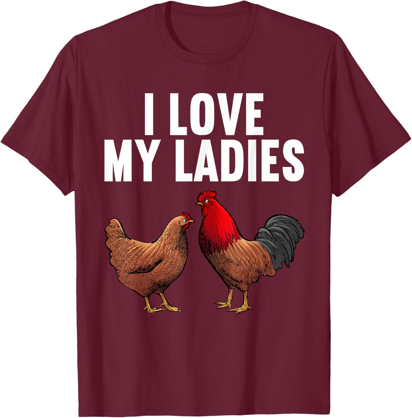 Cool Chicken Art Women Dad Rooster Chicken Farmer T-Shirt - T-Shirt | Maroon