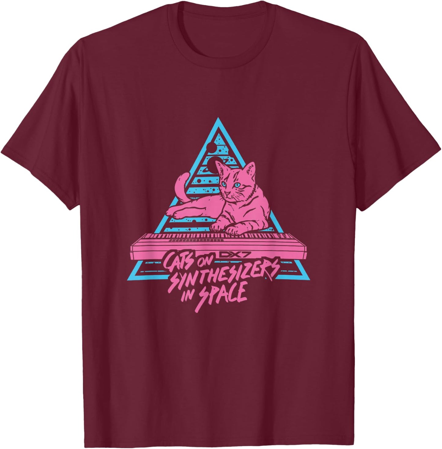 Cats On Synthesizers In Space Cat Owner T-Shirt - T-Shirt | Maroon