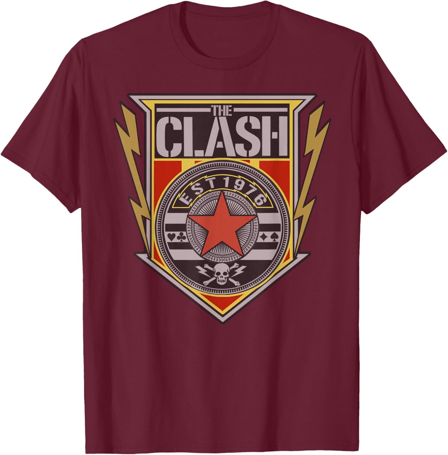 The Clash - EST 1976 Shield T-Shirt - T-Shirt | Maroon