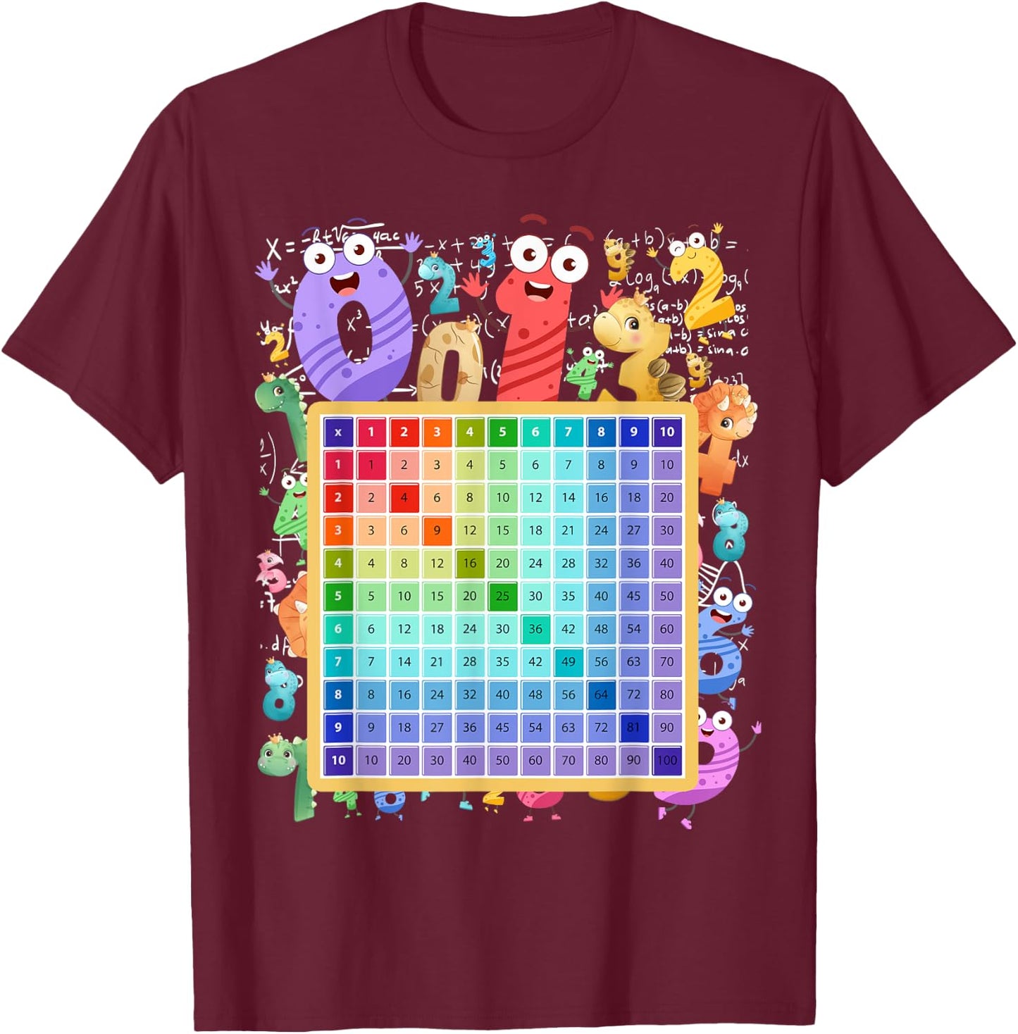 Maths Numbers Costume Idea For Kids & Multiplication square T-Shirt - T-Shirt | Maroon