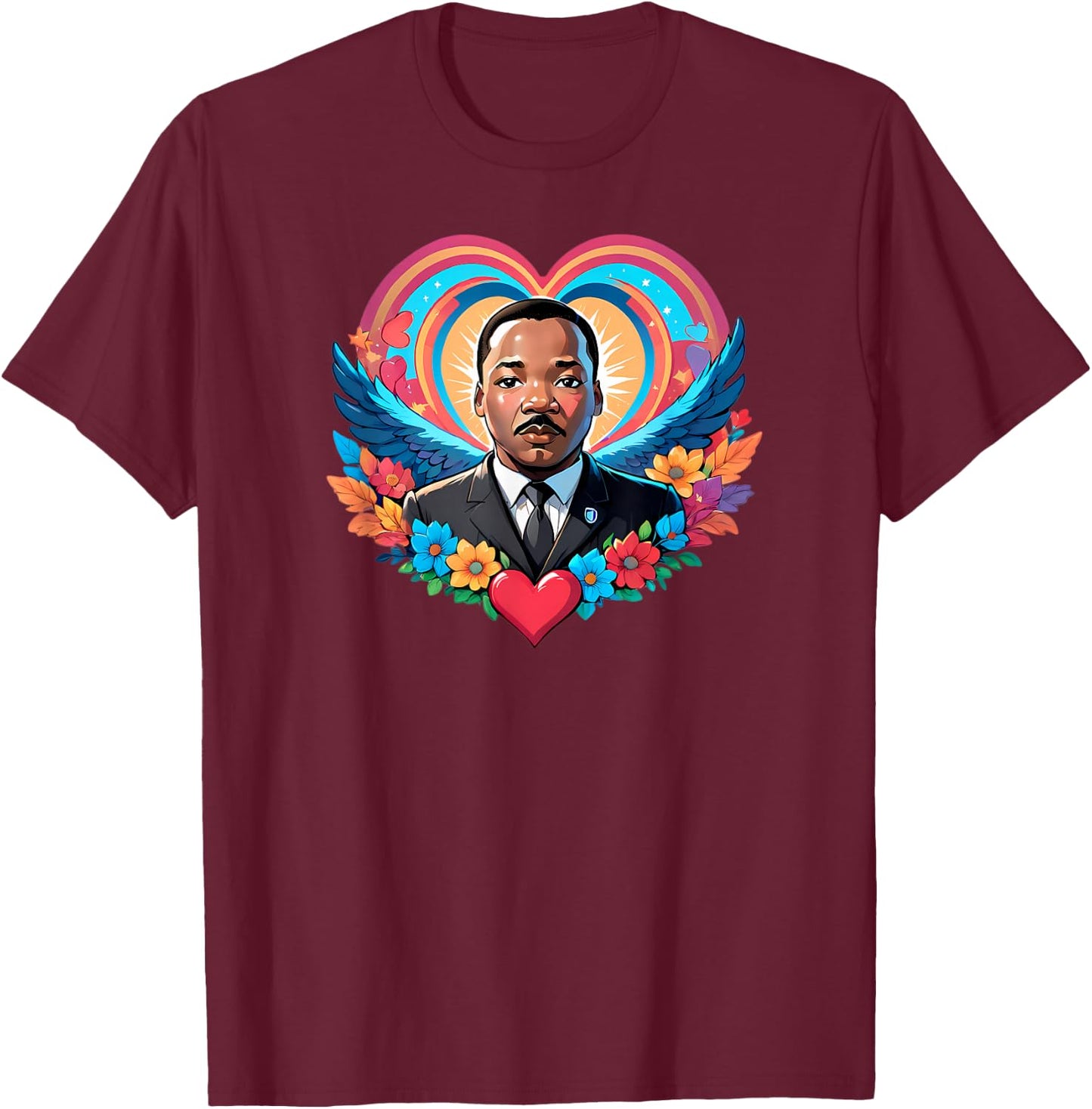 Martin Luther King Jr. Heart - Love, Unity, and Justice T-Shirt - T-Shirt | Maroon