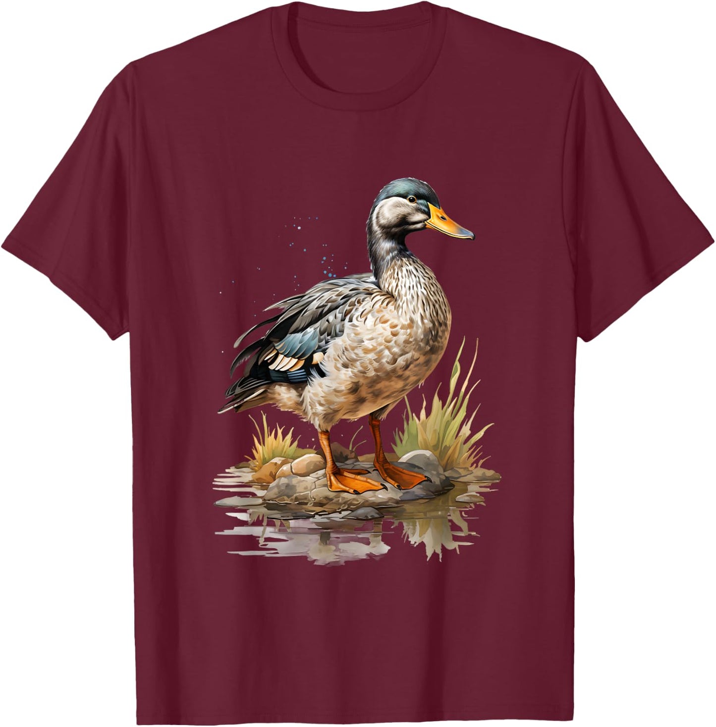 Mallard Duck Gift Realistic Nature Fleeting T-Shirt - T-Shirt | Maroon