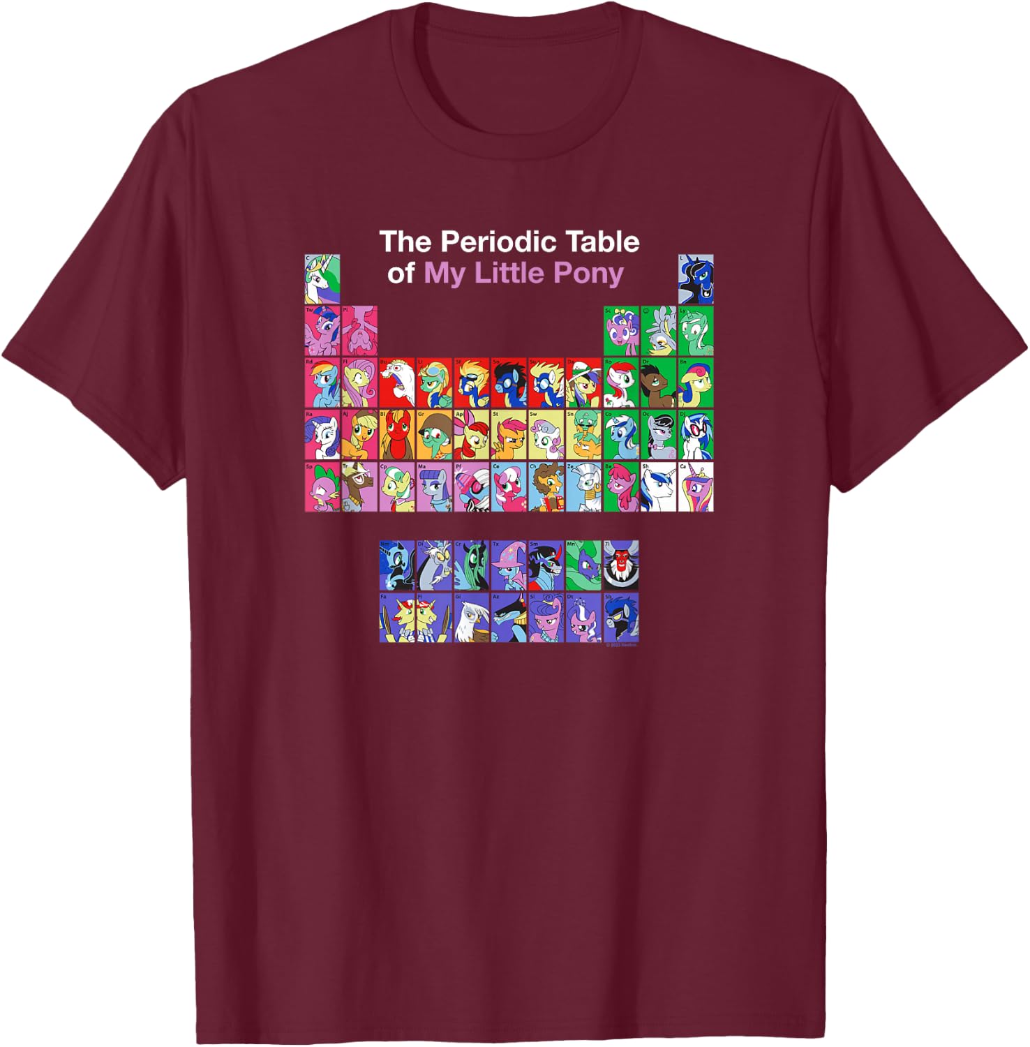My Little Pony: Friendship Is Magic Periodic Table Retro T-Shirt - T-Shirt | Maroon