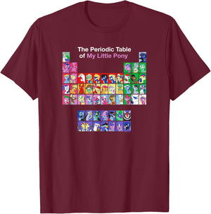My Little Pony: Friendship Is Magic Periodic Table Retro T-Shirt - T-Shirt | Maroon