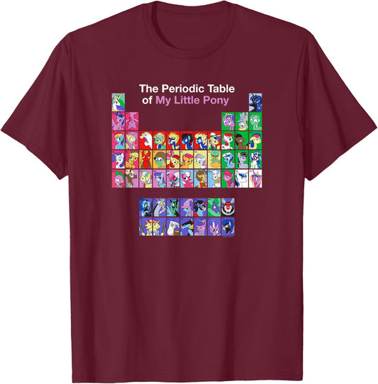 My Little Pony: Friendship Is Magic Periodic Table Retro T-Shirt - T-Shirt | Maroon