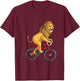 Lion Riding Bicycle Cute Biker Cyclist Cycling T-Shirt - T-Shirt | Maroon