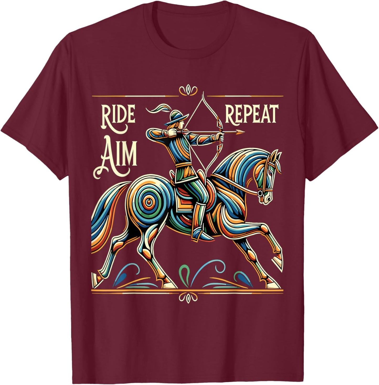 Horse Archer Tournament Mounted Archery T-Shirt - T-Shirt | Maroon