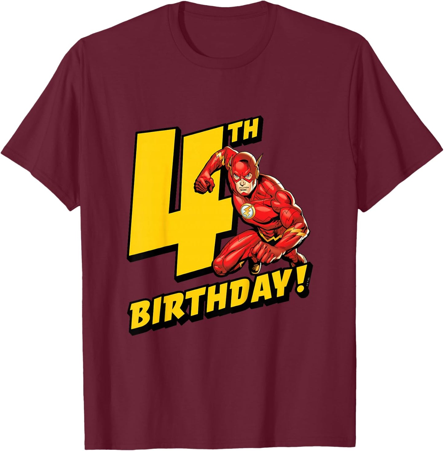 Kids The Flash 4th Birthday T-Shirt - T-Shirt | Maroon