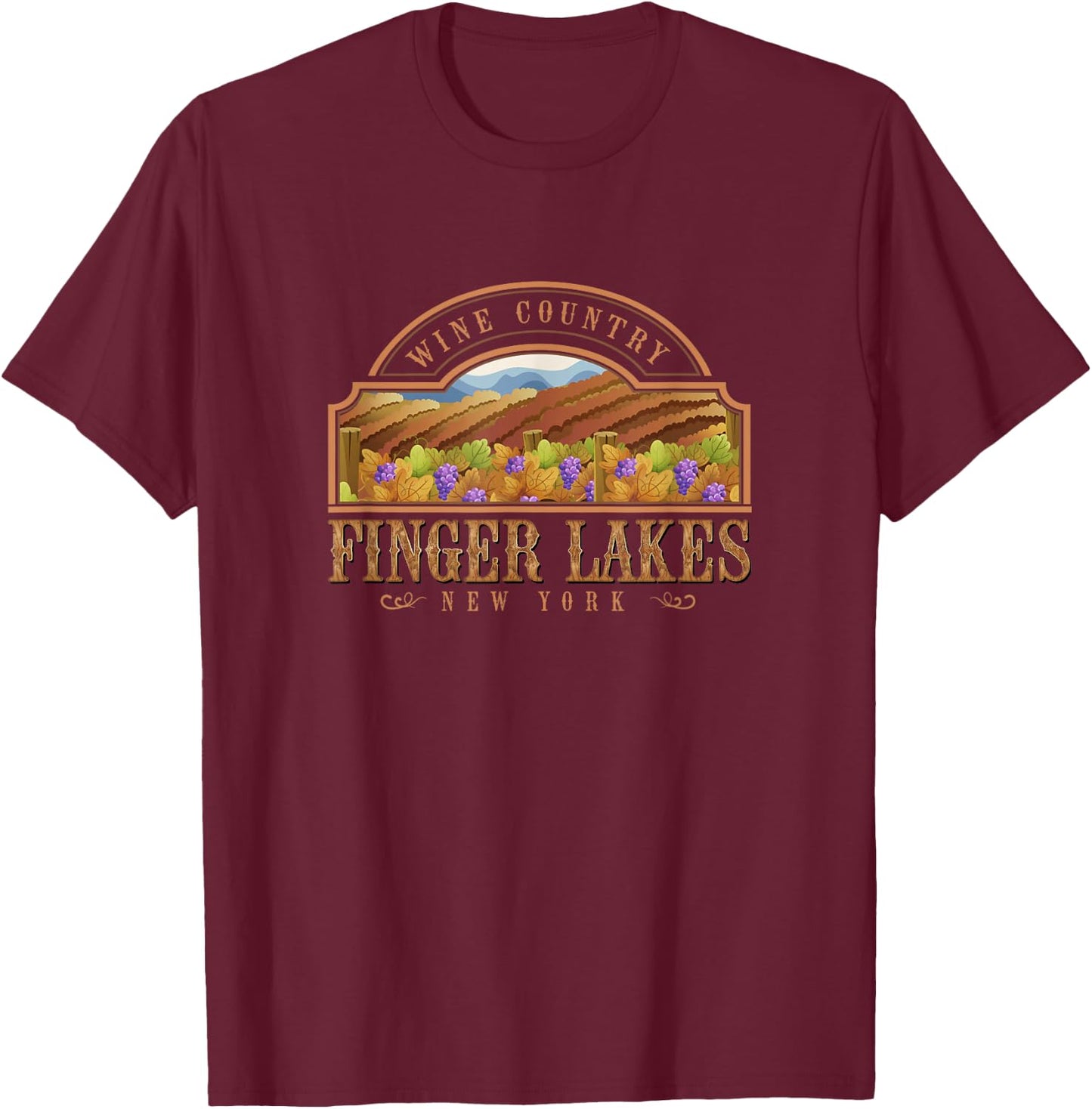 Finger Lakes New York Wine Country Wine Tasting Souvenir T-Shirt - T-Shirt | Maroon