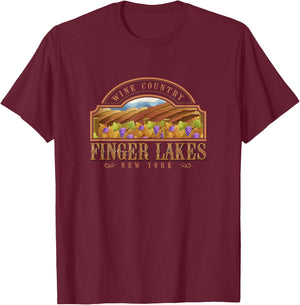 Finger Lakes New York Wine Country Wine Tasting Souvenir T-Shirt - T-Shirt | Maroon