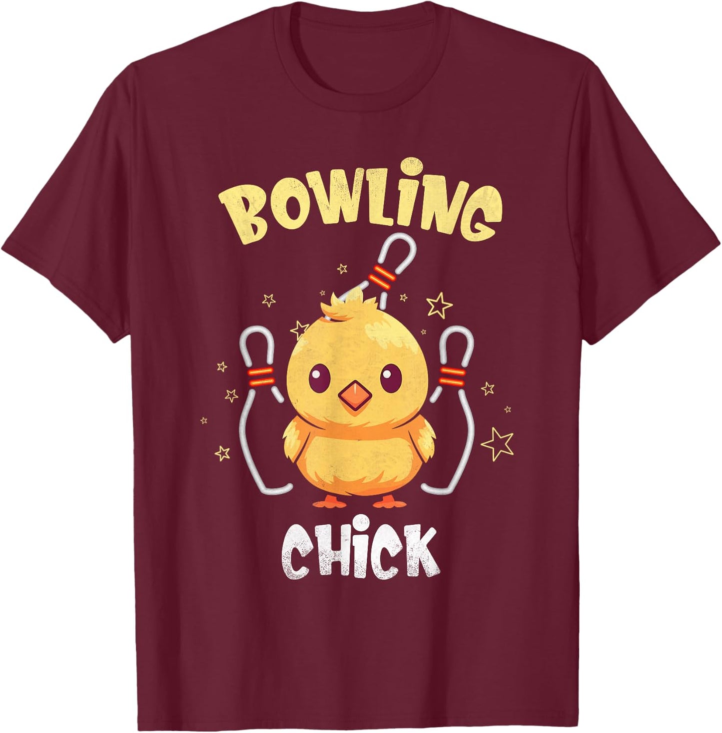 Bowling Chick Funny Chicken Athlete Bowler Men Women Kids T-Shirt - T-Shirt | Maroon