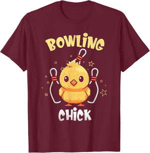 Bowling Chick Funny Chicken Athlete Bowler Men Women Kids T-Shirt - T-Shirt | Maroon