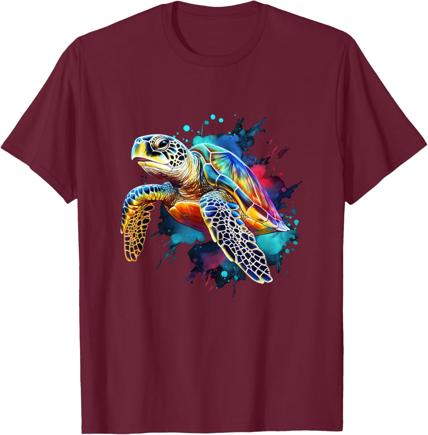 Sea Turtle Watercolor Graphic T-Shirt - T-Shirt | Maroon