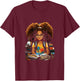 Back to School Afro African American Children Girls Book Reading T-Shirt - T-Shirt | Maroon