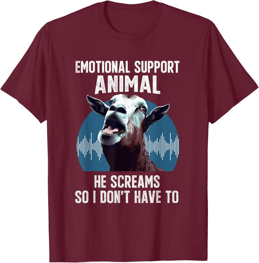 Screaming Goat Emotional Support Animal Goat Owner Raiser T-Shirt - T-Shirt | Maroon