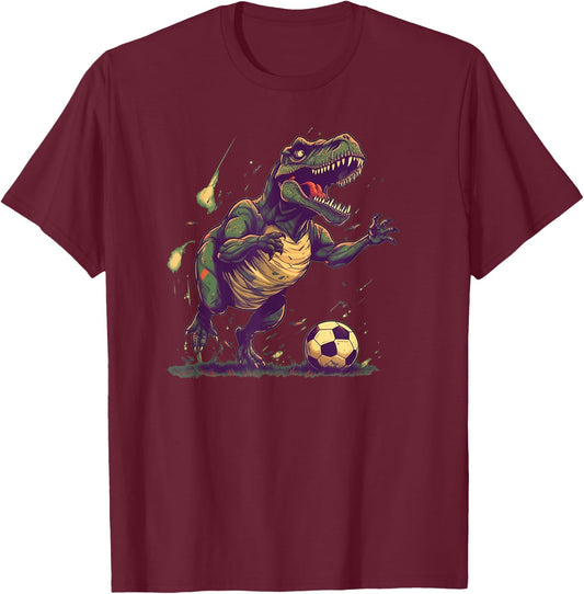 Cool T Rex Dinosaur for Soccer Player and Lovers T-Shirt - T-Shirt | Maroon