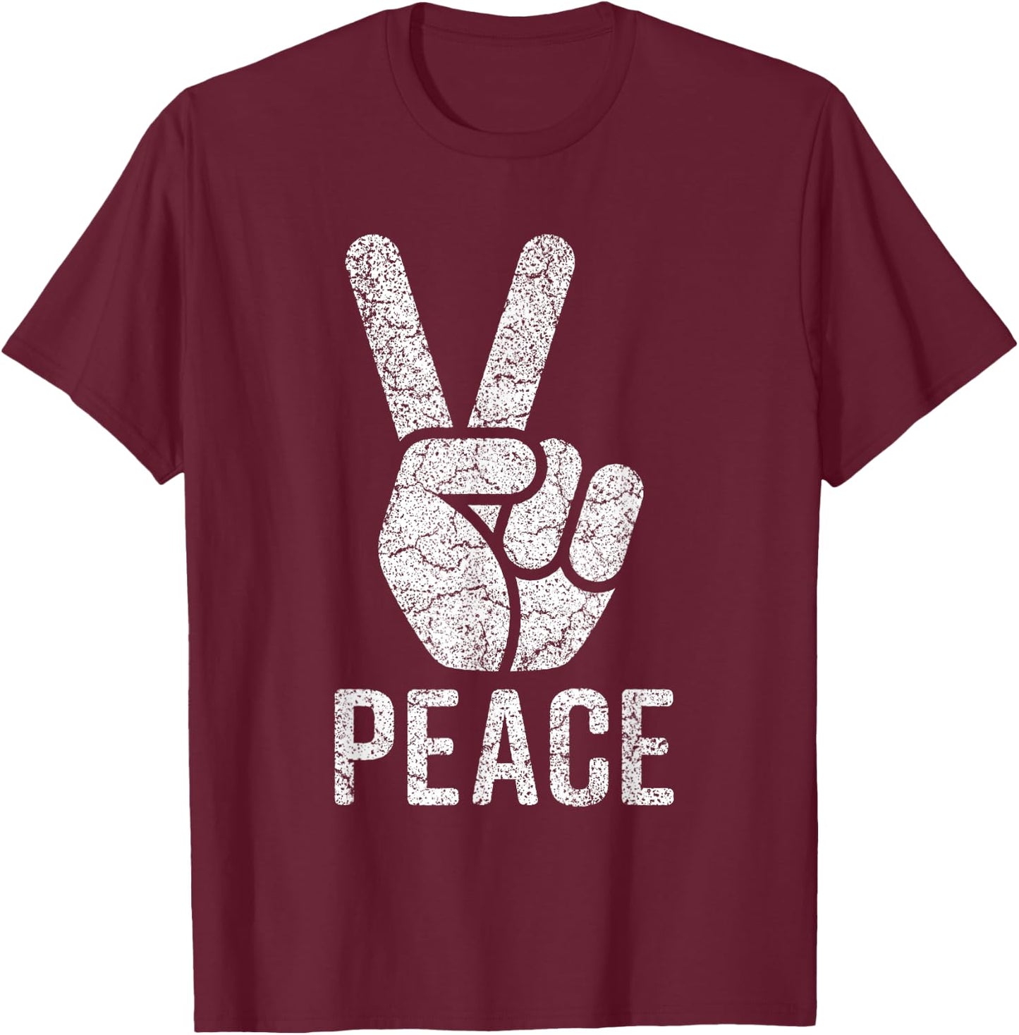 Peace Sign Shirt Women Men Kids Vintage 60s 70s Hippie Gift T-Shirt - T-Shirt | Maroon