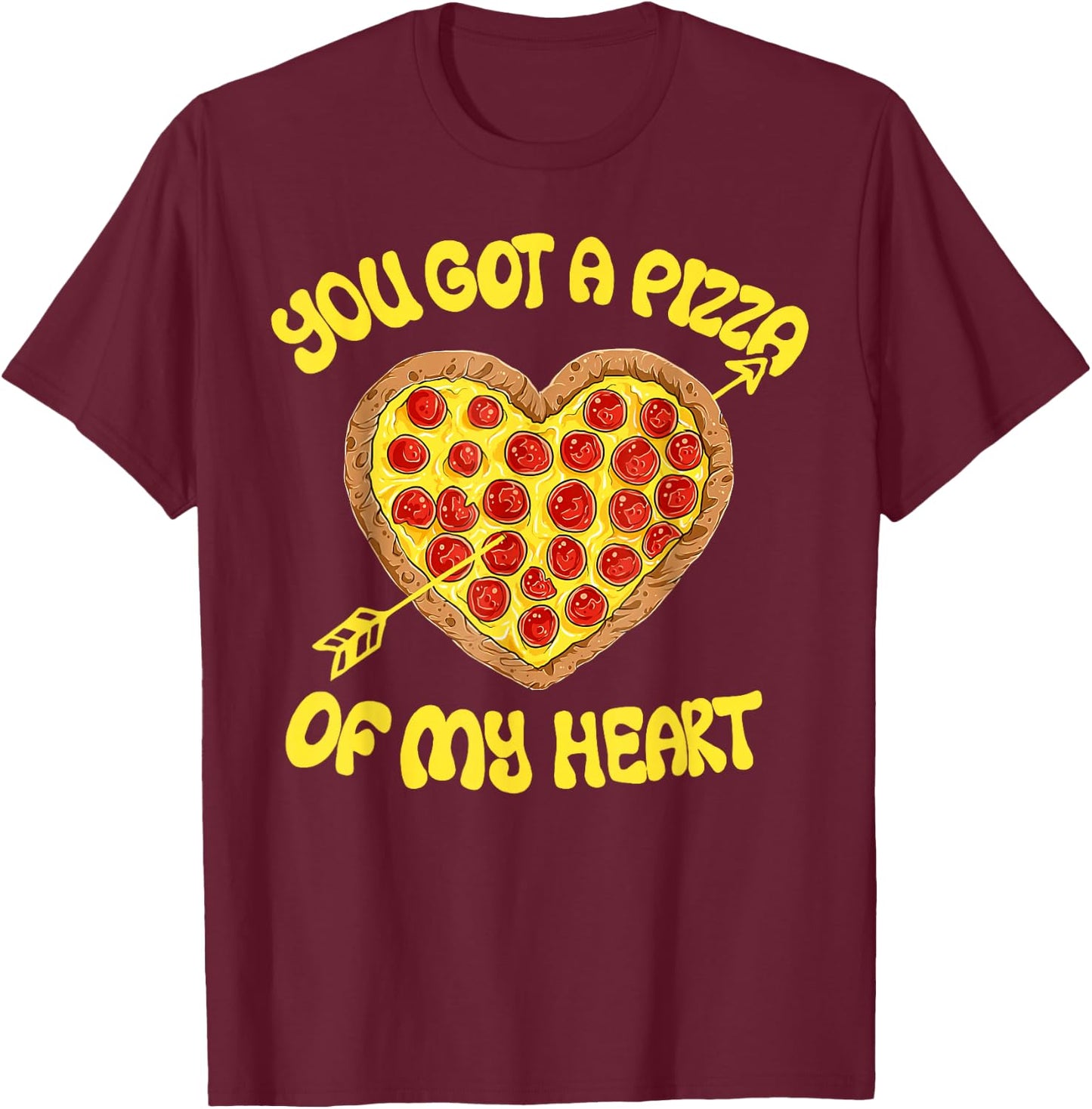 Pizza Heart Lover Funny Valentines Matching Couple Men Boys T-Shirt - T-Shirt | Maroon