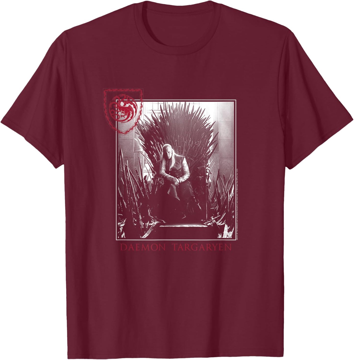 House of The Dragon Daemon on Throne T-Shirt - T-Shirt | Maroon