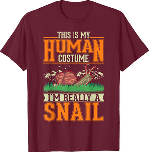 Snail Human Costume Halloween Snail T-Shirt - T-Shirt | Maroon