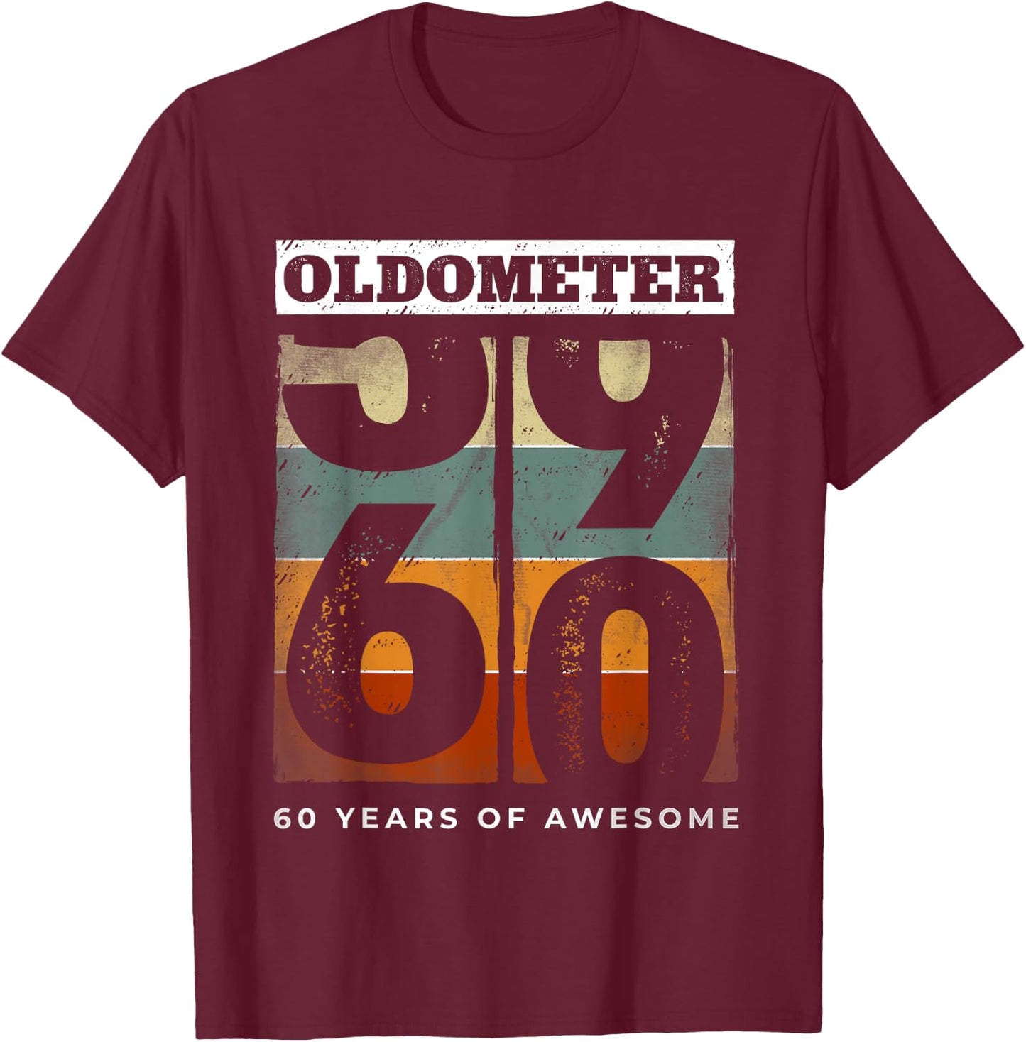 Oldometer Vintage 60th Birthday Men Retro Funny 60 Year Old T-Shirt - T-Shirt | Maroon