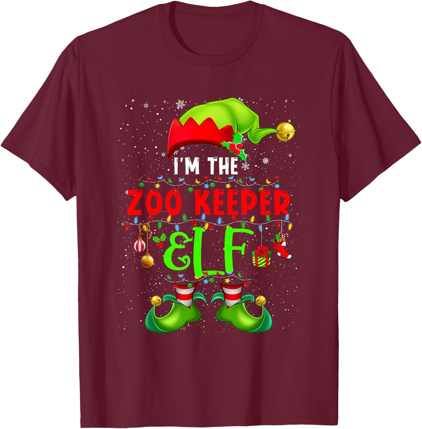 I'm The Zoo Keeper Elf Christmas Ornaments Costume Elf Lover T-Shirt - T-Shirt | Maroon